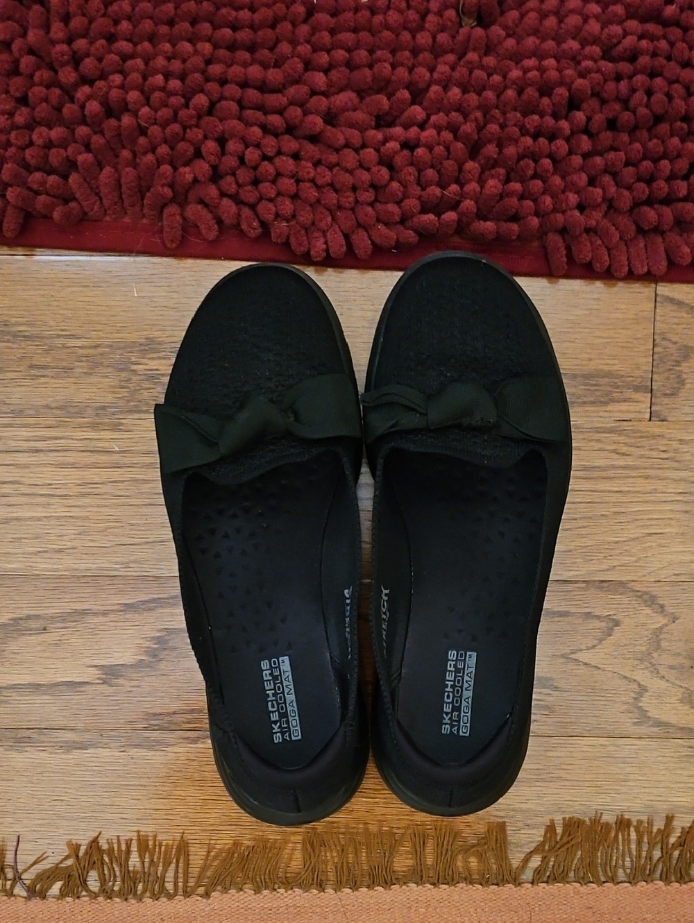 Skechers Black Slip-On Bow Detail Flats